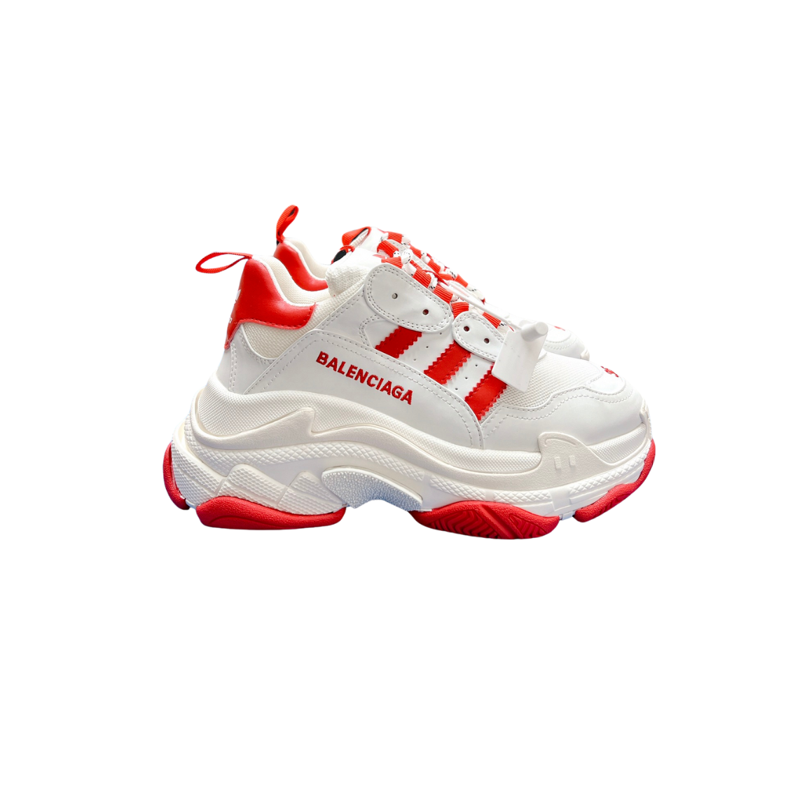 Luxurious Red & White Sneakers - Dual Brand Elegance