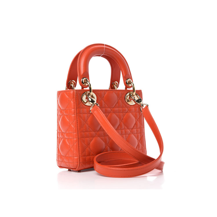 Bag Lambskin Cannage Mini Lady Orange - Luxe Elegance