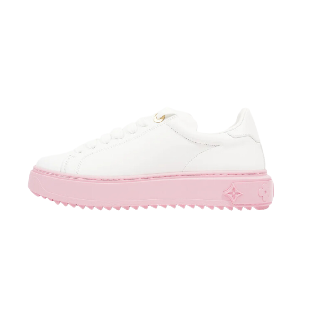 LV White/Pink Leather Logo Time Out Sneakers