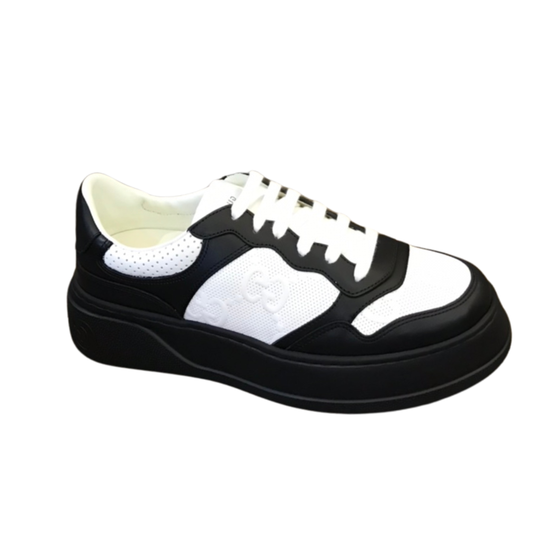 Embossed Low-Top Sneakers in Black & White - Luxurious Style