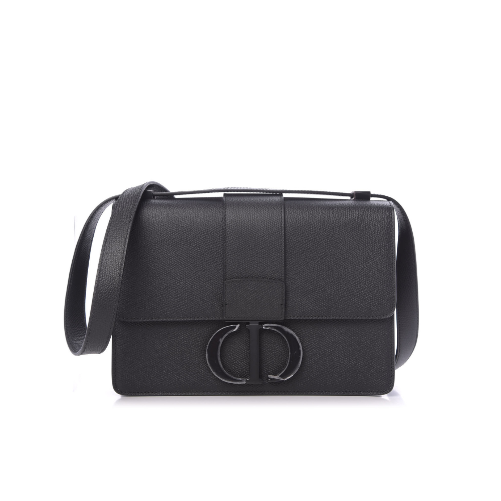 CD Black Leather 30 Montaigne Box Bag